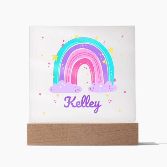 Custom Kids Name Rainbow LED Plaque
